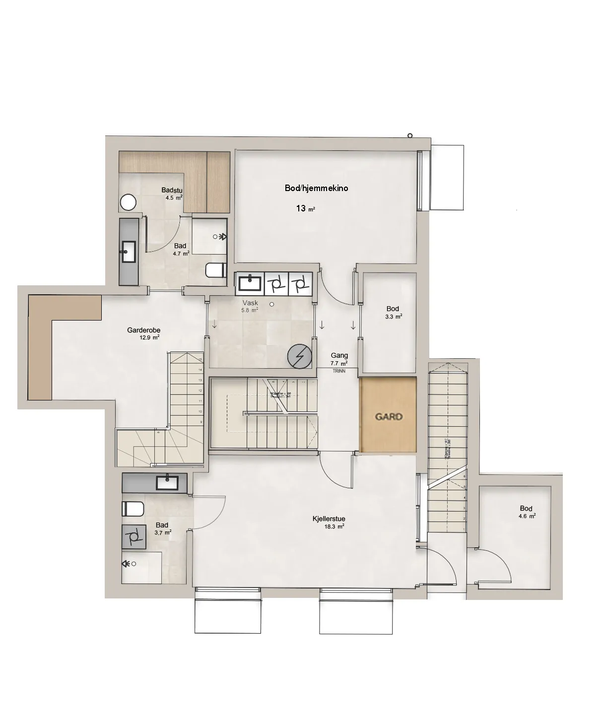 Planløsning — bolig B — basement